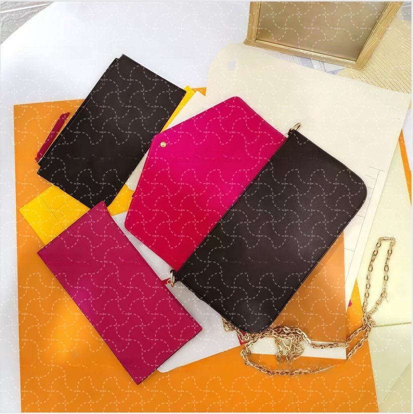With out Box Luxurys Designer Tote Bags Women Crossbody Genuine Leather Purse Fashion Flower Lady 3 Multi FELICIE POCHETTE Chain Shoulder Bag ladies Handbag Wallets