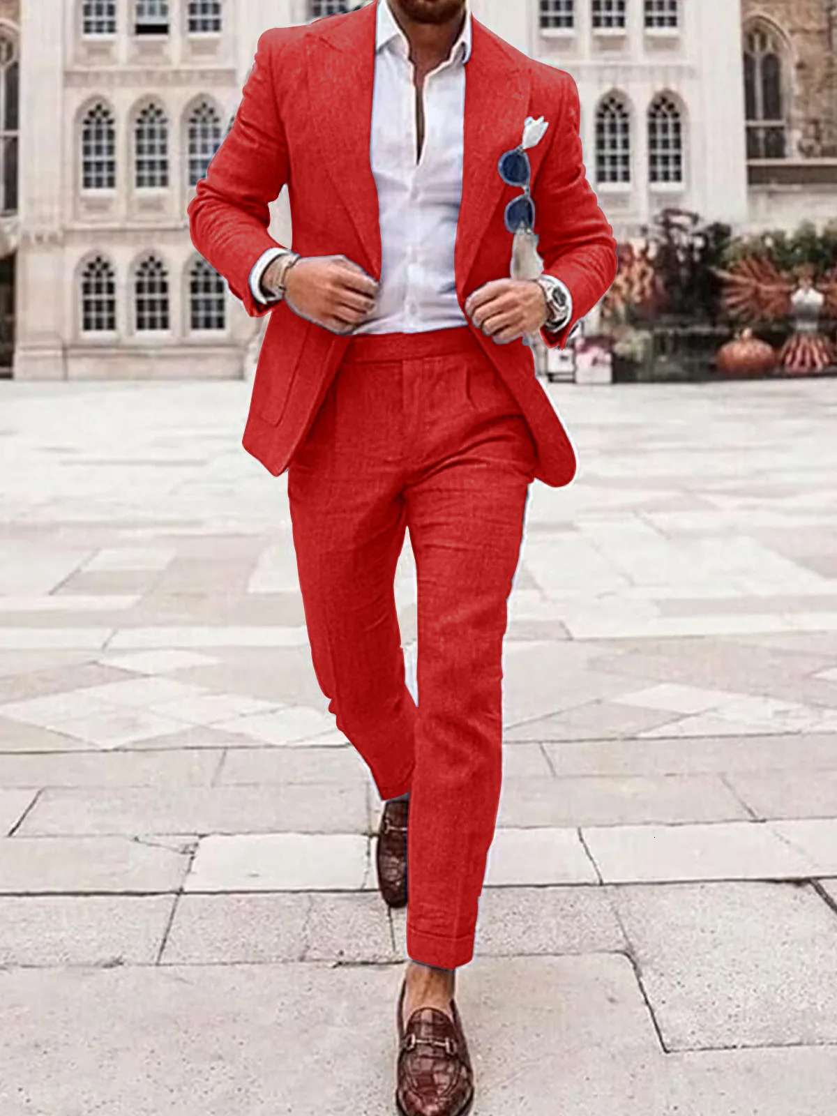 Summer Linen Csaual Suits for Men Slim Fit Peaked Lapel Beach Vacation Solid Tuxedo Trajes Para Hombre Terno Masculino Men Suits 250516