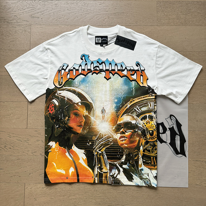 Designer T Godspeed Shirt Mens Tshirt Short Sleeve Beach Hipster Fabric Stree Printing Men Women Street High Quality Hip Hop Fashion Washed Black Tee Eur Size