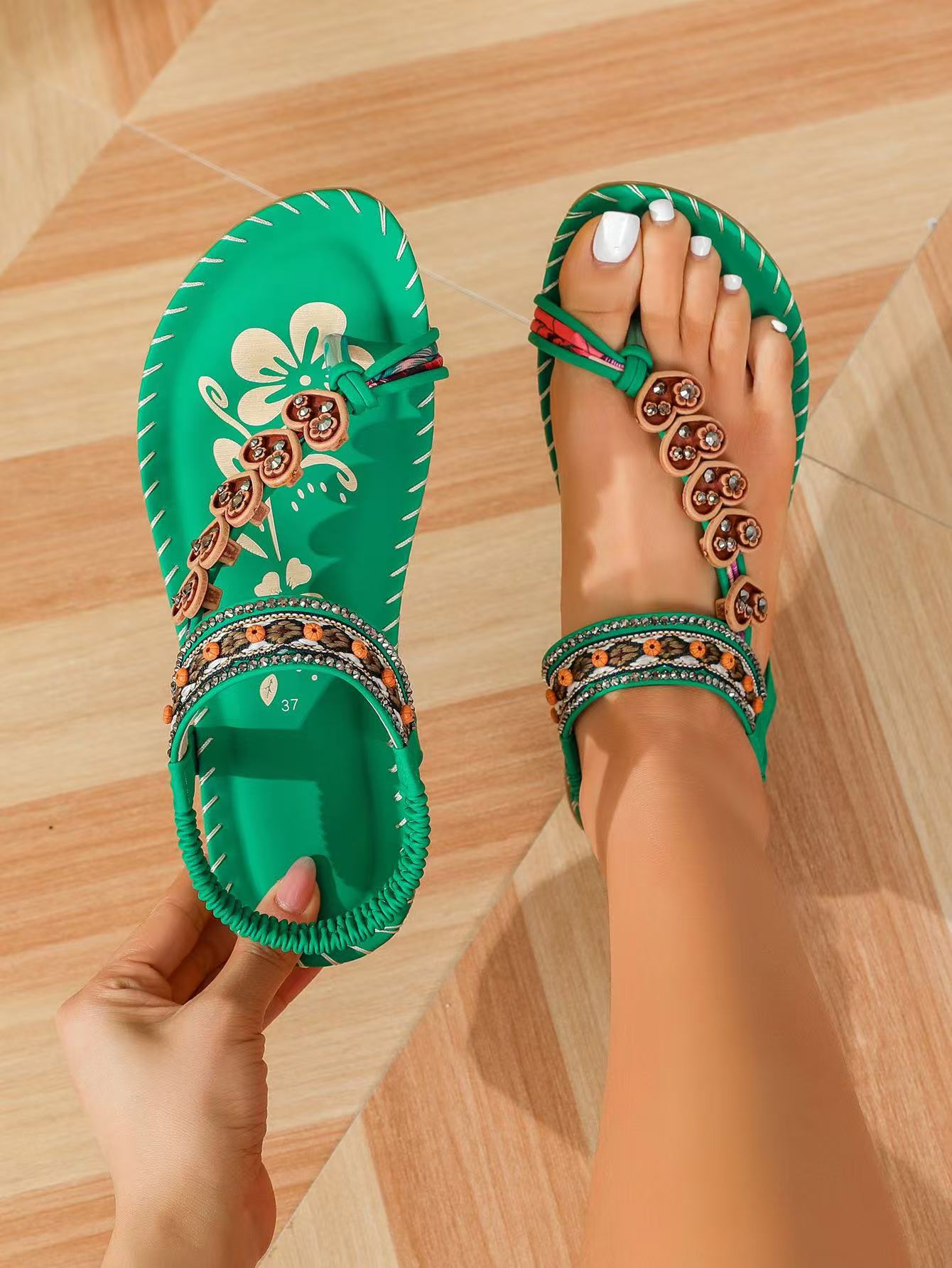 Flat Sandals Summer Open Toe Chain Women's Fashion Outdoor Beach Shoes Plus Size 431