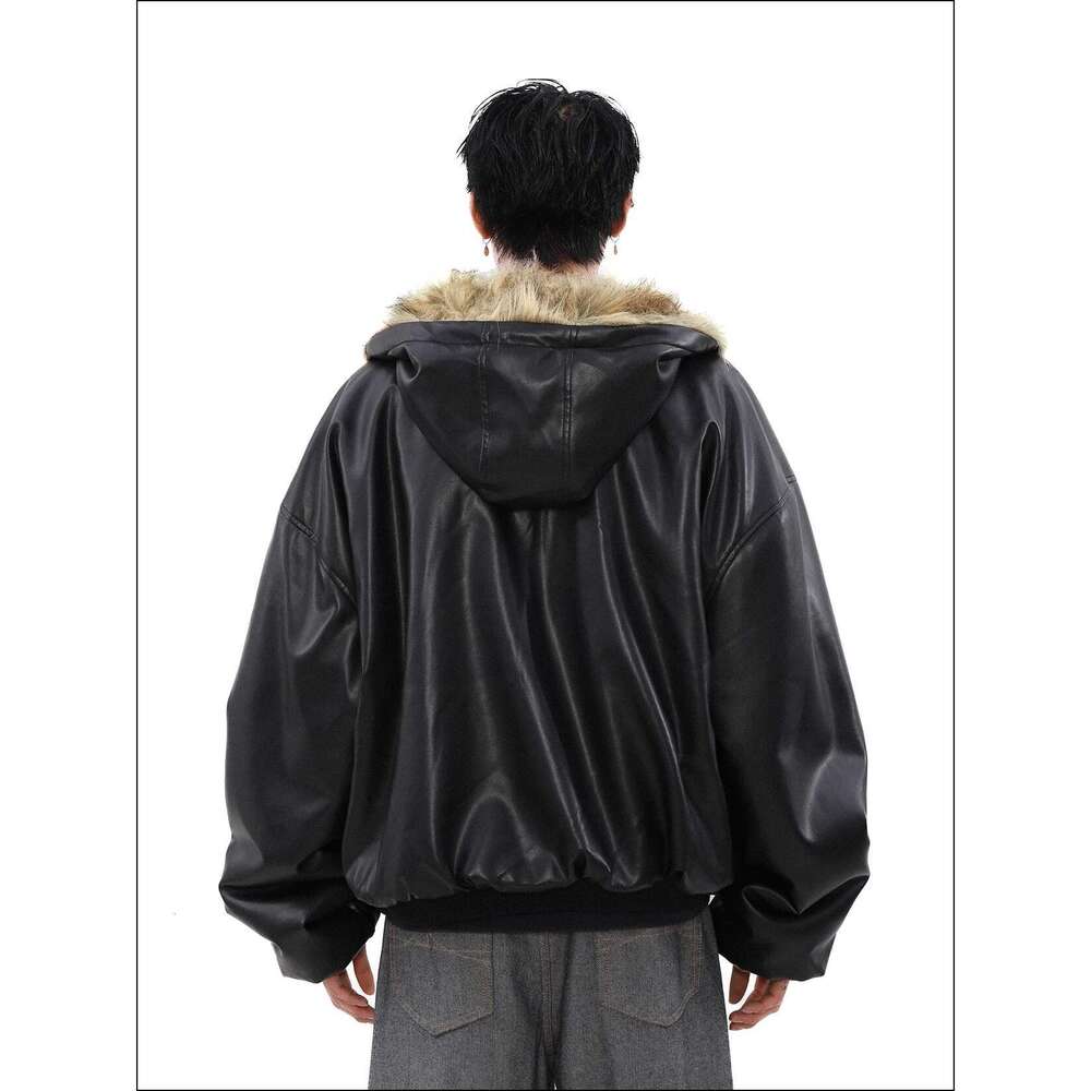 Fashion High-End Long Sleeve Jacket Cotton Clothes Men's 2024 Winter New Veet Thickened Double-Sided Fur Integrated Coat