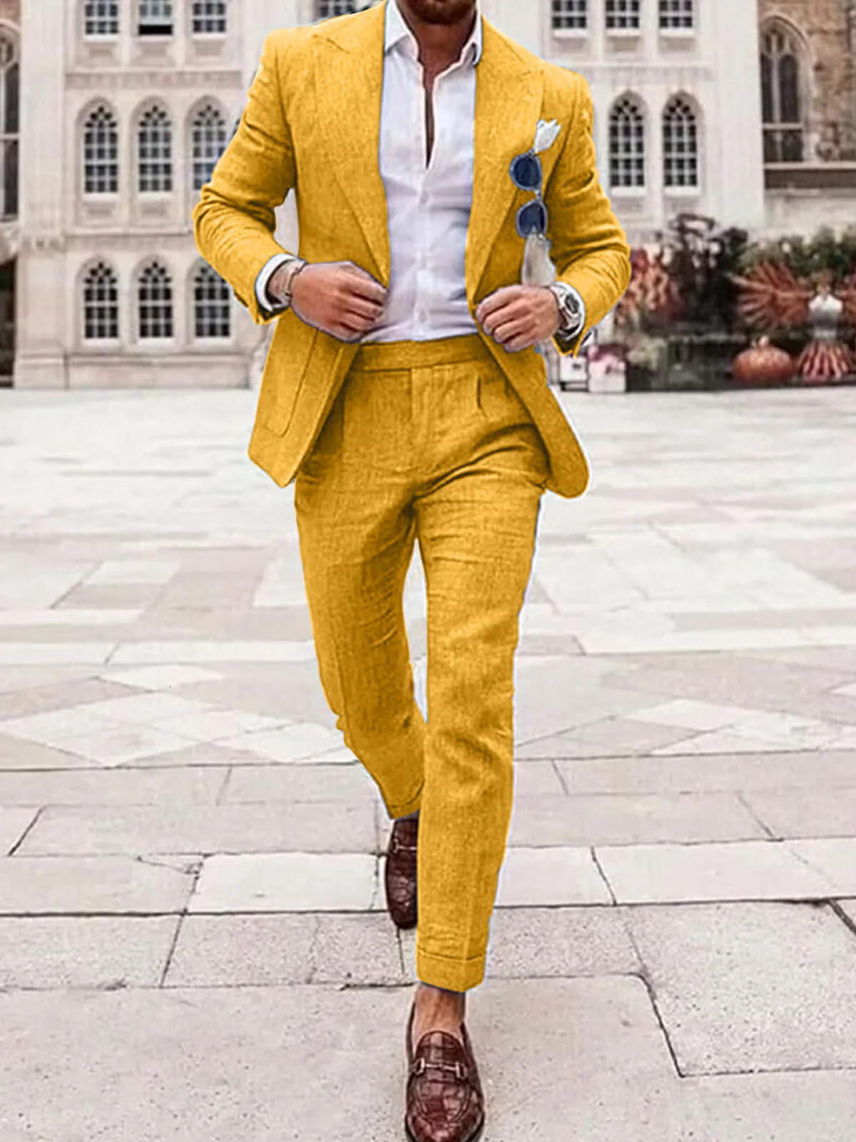 Summer Linen Csaual Suits for Men Slim Fit Peaked Lapel Beach Vacation Solid Tuxedo Trajes Para Hombre Terno Masculino Men Suits 250516