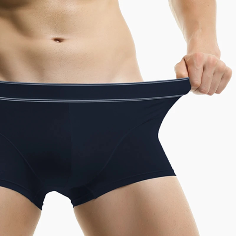 5PCS Ice silk antibacterial underpants mens four-cornered trousers flat-cornered short slits summer thin sporty large-sized 250519