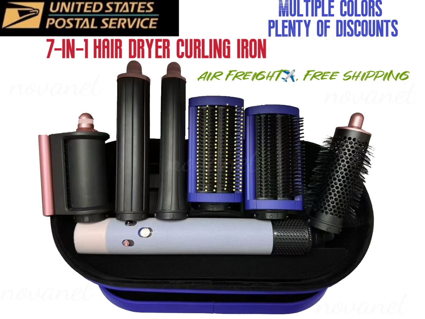 7-in-1 ultra-high-speed hair dryer ion professional salon blowing powerful travel home cold and hot air blower professional temperature care