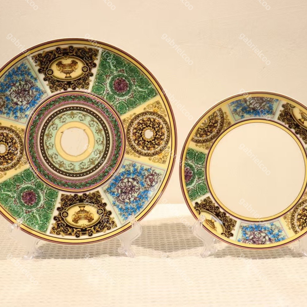 Bone china tableware 21 cm western dinner plate household 26.5 cm shallow plate large flat plate round