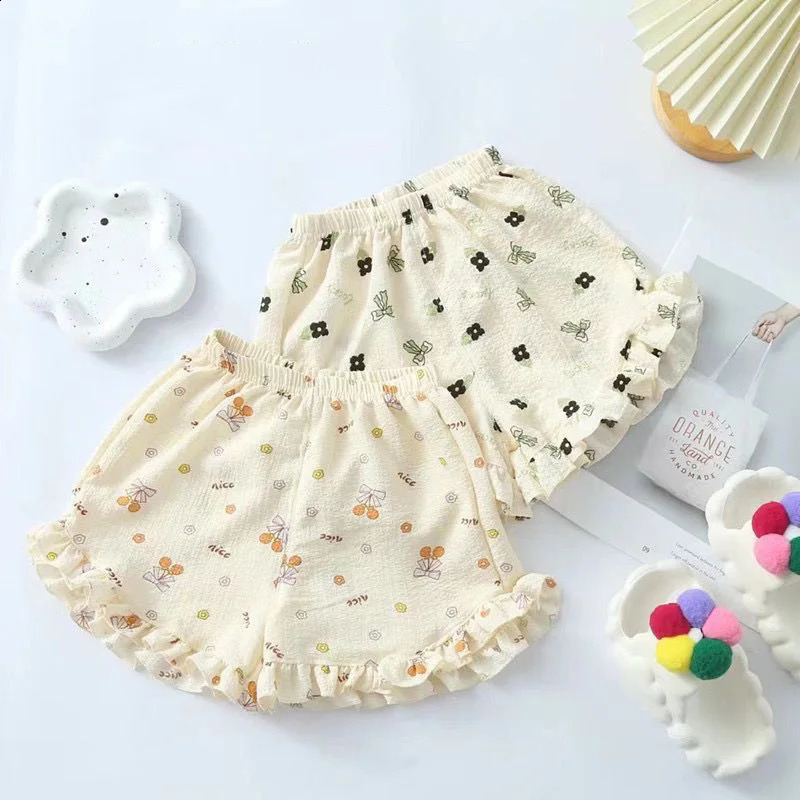 Beach Pography Cute Flower Printed Baby Girl Shorts Elastic Waist Loose Casual Ruffle Summer Toddler Girls Short Pants 250517z