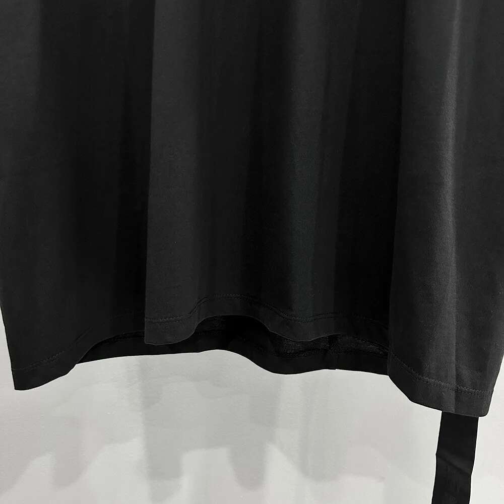 High Street Cotton Dark RO T-Shrits Tops Men's Letter Printed Fringed Short Sleeved Loose Oversized OS Version Tee Tshirt