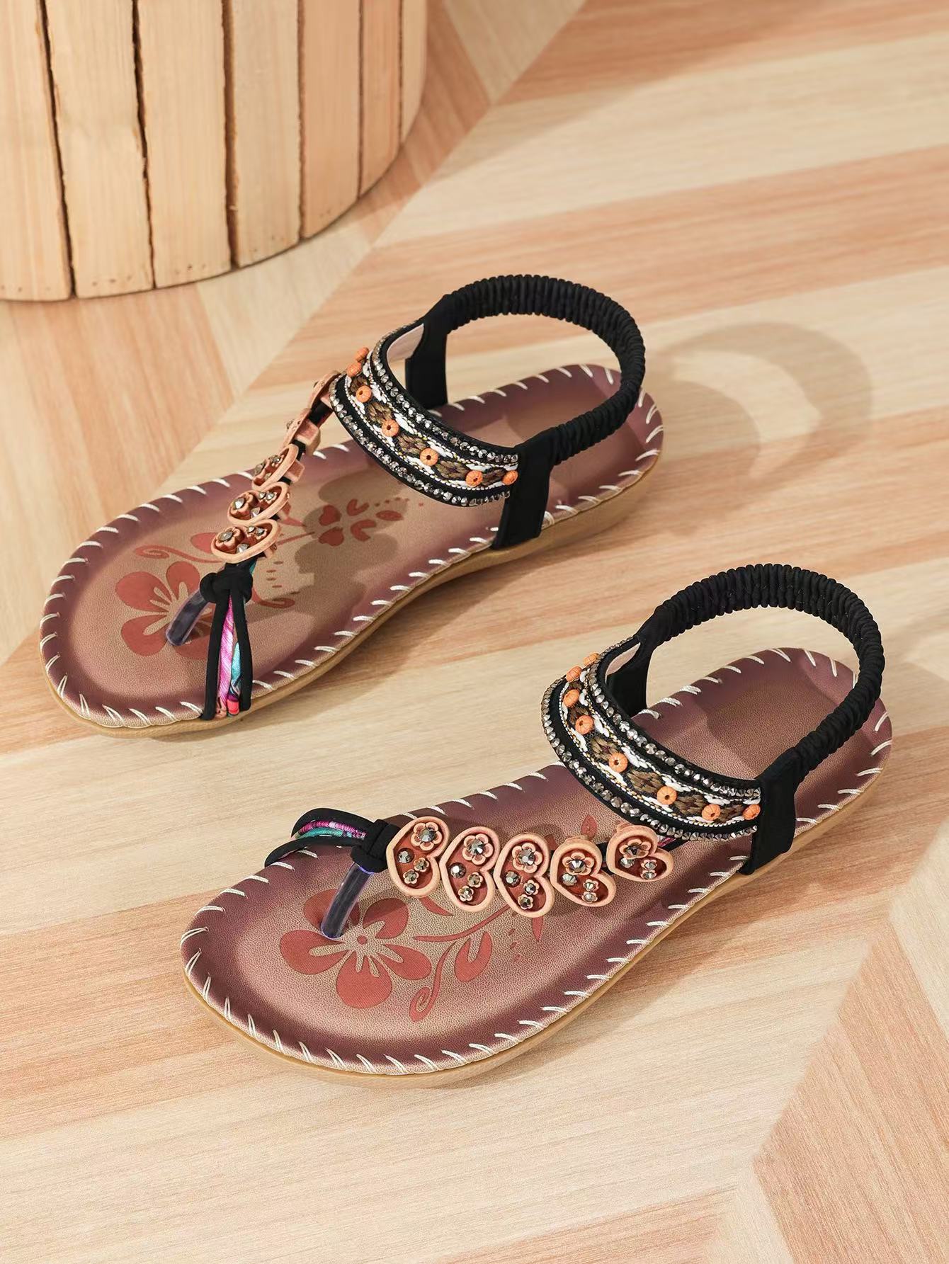 Flat Sandals Summer Open Toe Chain Women's Fashion Outdoor Beach Shoes Plus Size 431