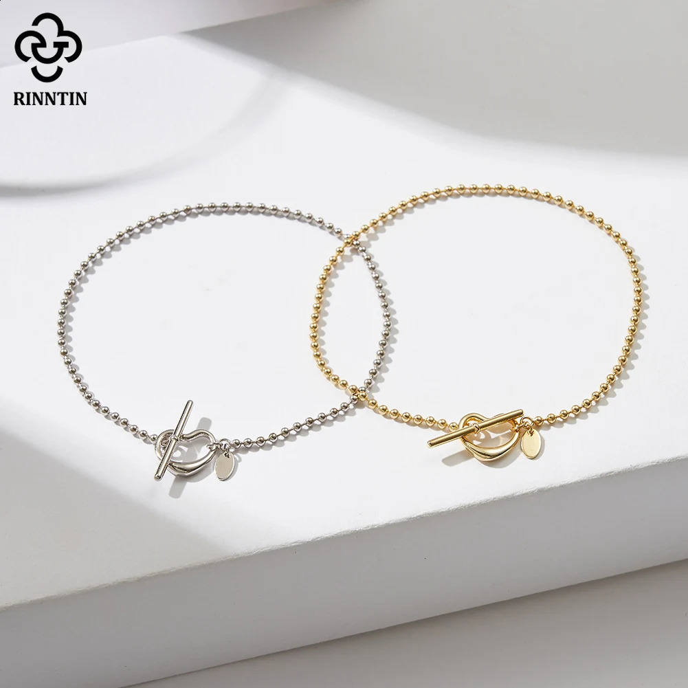 Rinntin 925 Sliver Heart Charm Anklet Bracelets for Women Ball Beads Heart Shape Dainty Layer Chain Anklets Accessories SA68 250517