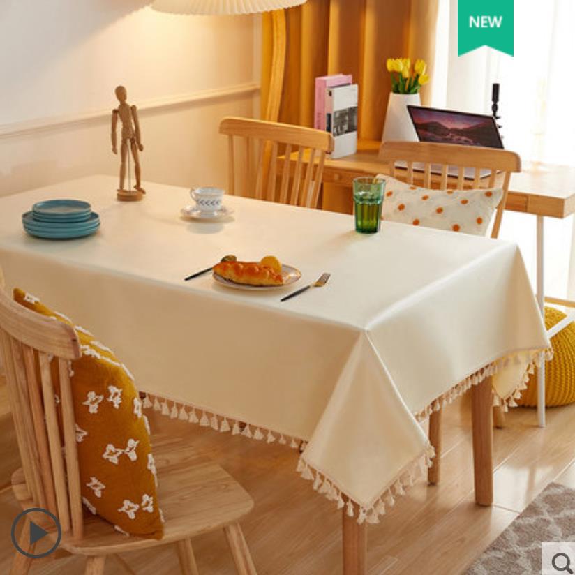 B387 Japanese style simple cotton and linen fabric tpu tablecloth wash-free waterproof and oil-proof tablecloth rectangular anti-scalding coffee table
