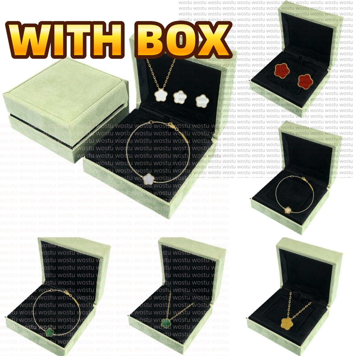 necklace clover bracelet earrings set with box pendant necklaces for women gold plated 925 silver gold 1 flower necklace mother of pearl designer jewelry gift