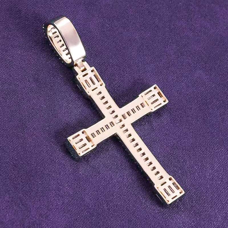 Pass Diamond Tester Hip Hop D Color Bling VVS Moissanite Baguette Cross Pendant With 925 Sterling Silver GRA Men