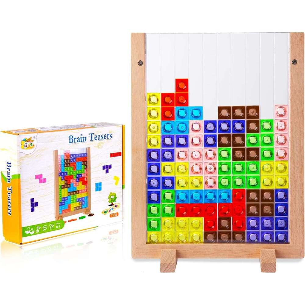 DHGadgets Russian Blocks Puzzle,3D Transparent Brain Teaser Toys, 3D Puzzles, Montessori Toys for 3 4 5 6 7 8 9 10 Year Old Boys Girls Kids