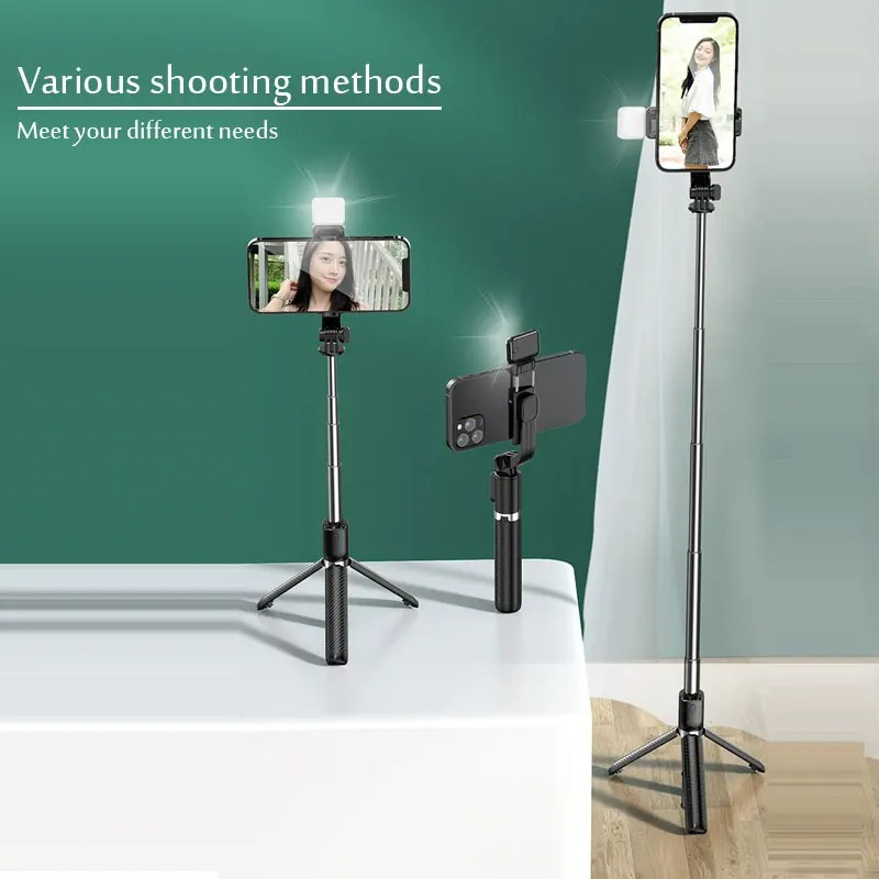 Portable Bluetooth Selfie Stick Retractable Multifunctional 103CM Phone HoldeTripod with Selfie Light Wireless Remote Shutter - view 7
