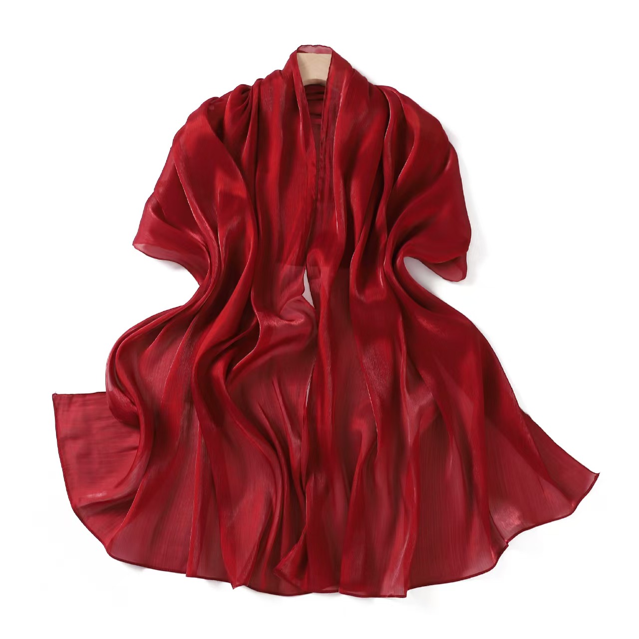 T766 wrinkled satin scarf flashing long scarf gauze headband beach towel shawl Hanfu accessories silk scarf