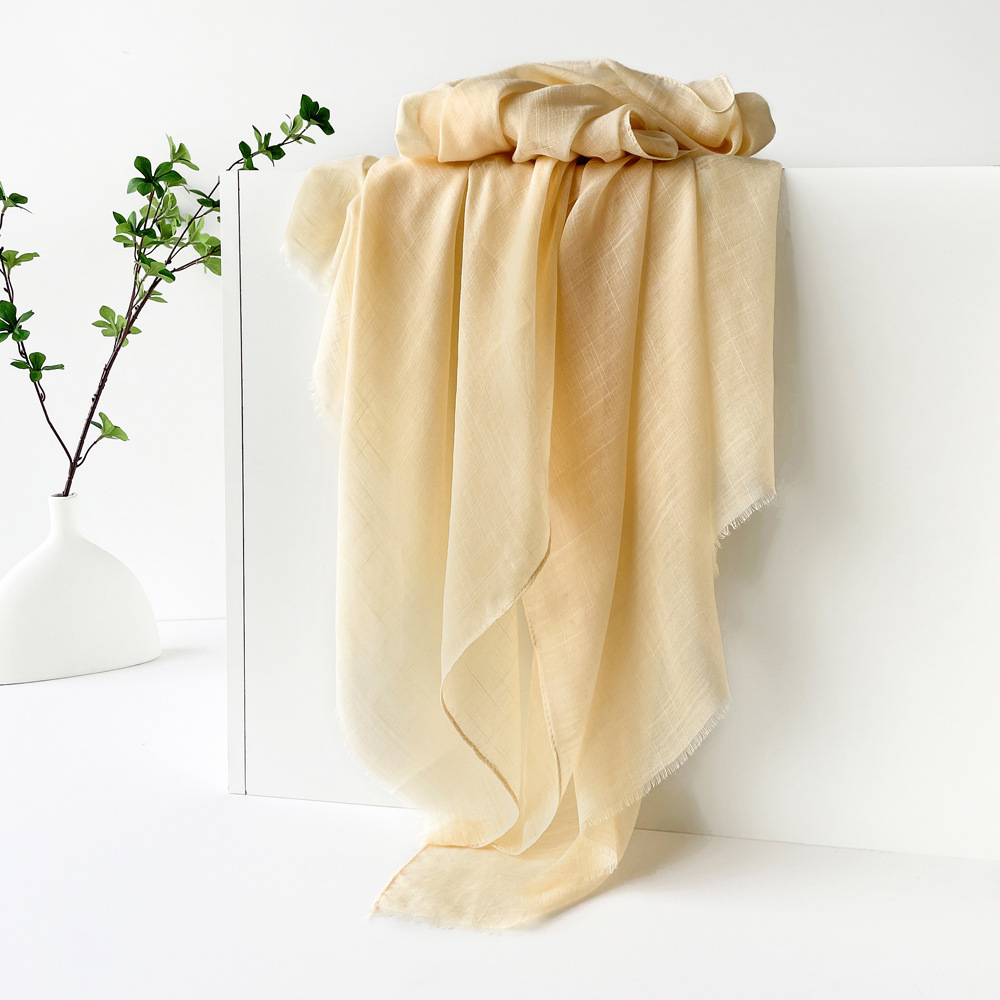 K783 Carefully selected summer cotton and linen scarf pure color simple sunscreen shawl cross-border female high-grade silk scarf gauze scarf headscar