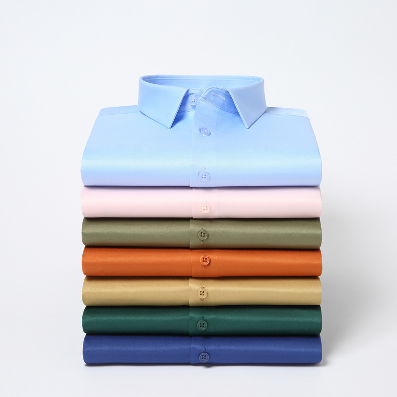H707 Men's solid color breathable casual slim fit business shirt