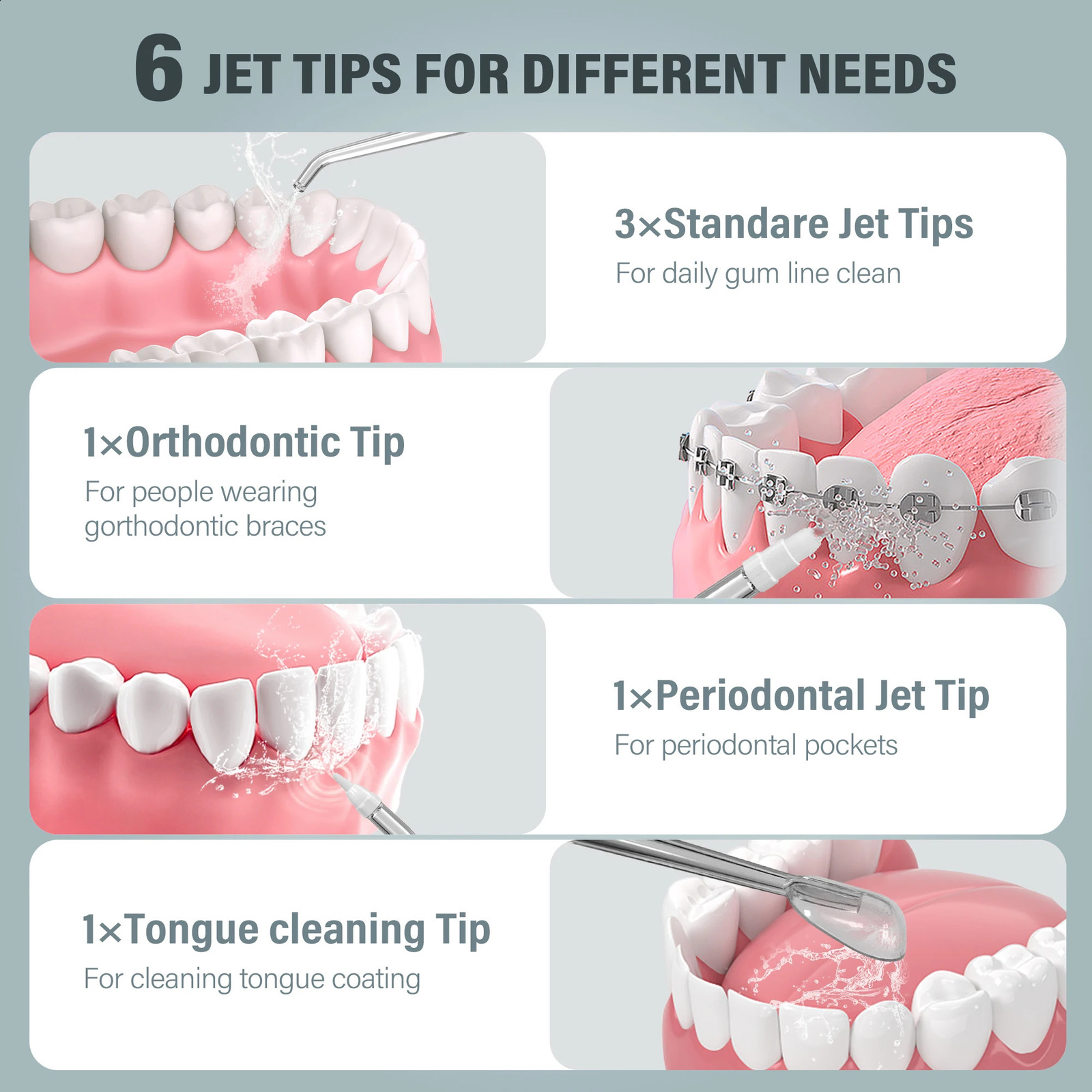 Sejoy Dental Oral Irrigator Water Flosser Thread Teeth Pick Mouth Washing Machine 4 Nozzels 4 Modes Magnetic Rechargeable 250520