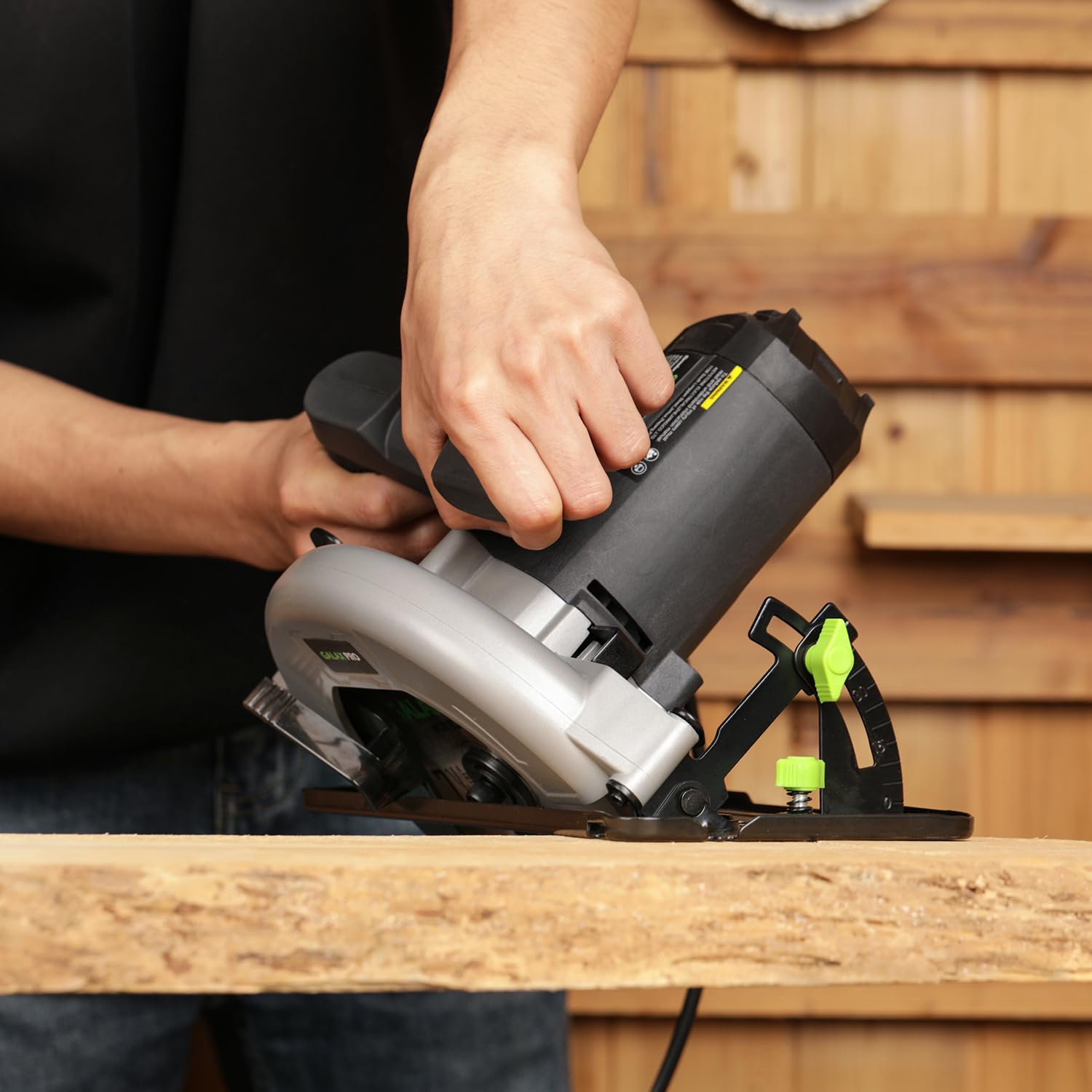 GALAX PRO Power Circular Saw 6000RPM Corded Circular Saw with Adjustable Cutting Depth 2-1/2 Inch to 1-7/8 Inch 7-1/4 Inch Carpentry Saw Blade Ideal f