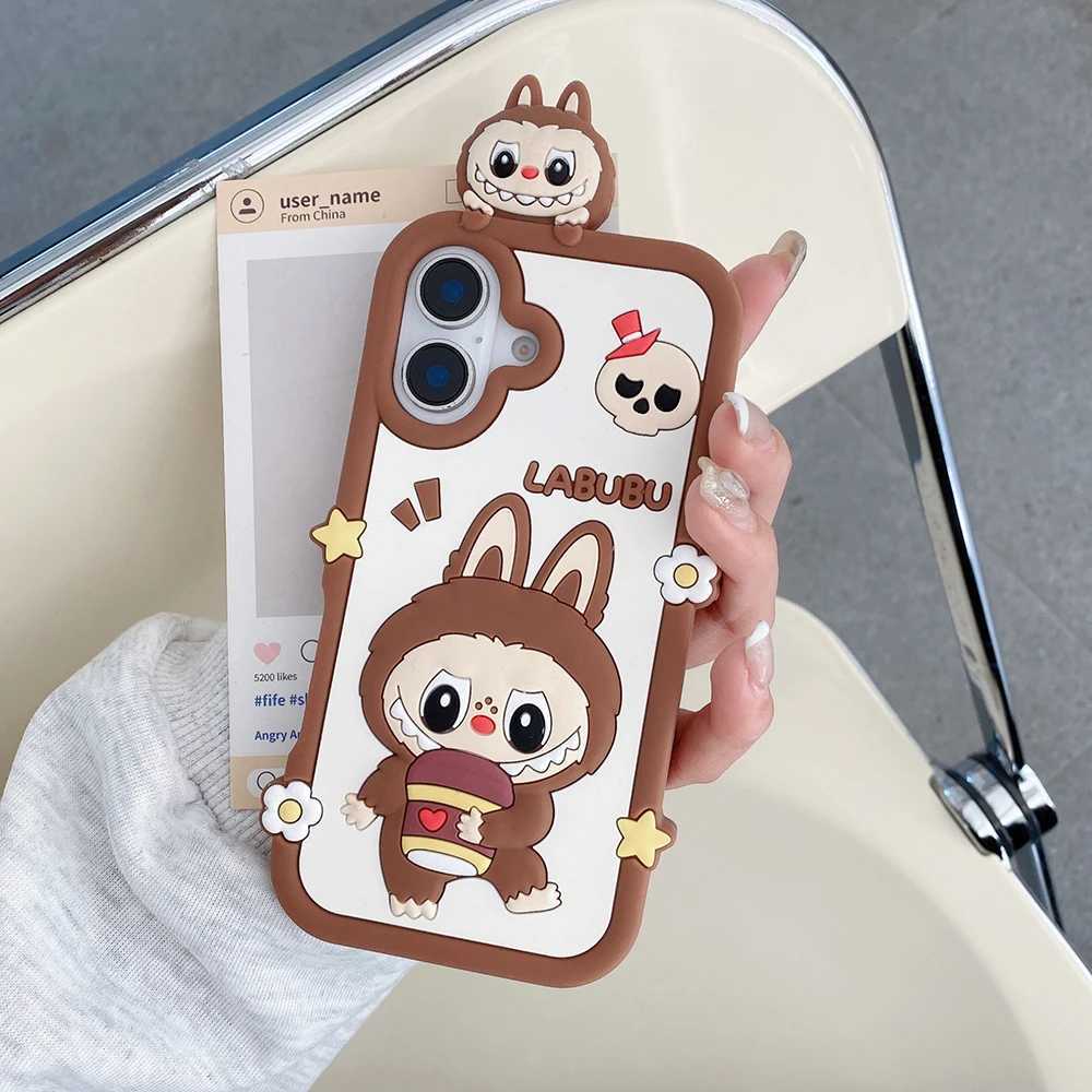 Funny Cartoon Labubu Monsters Toy Case For iPhone 13 14 15 Plus 16 Pro Max Soft Silicone Cover Z250521