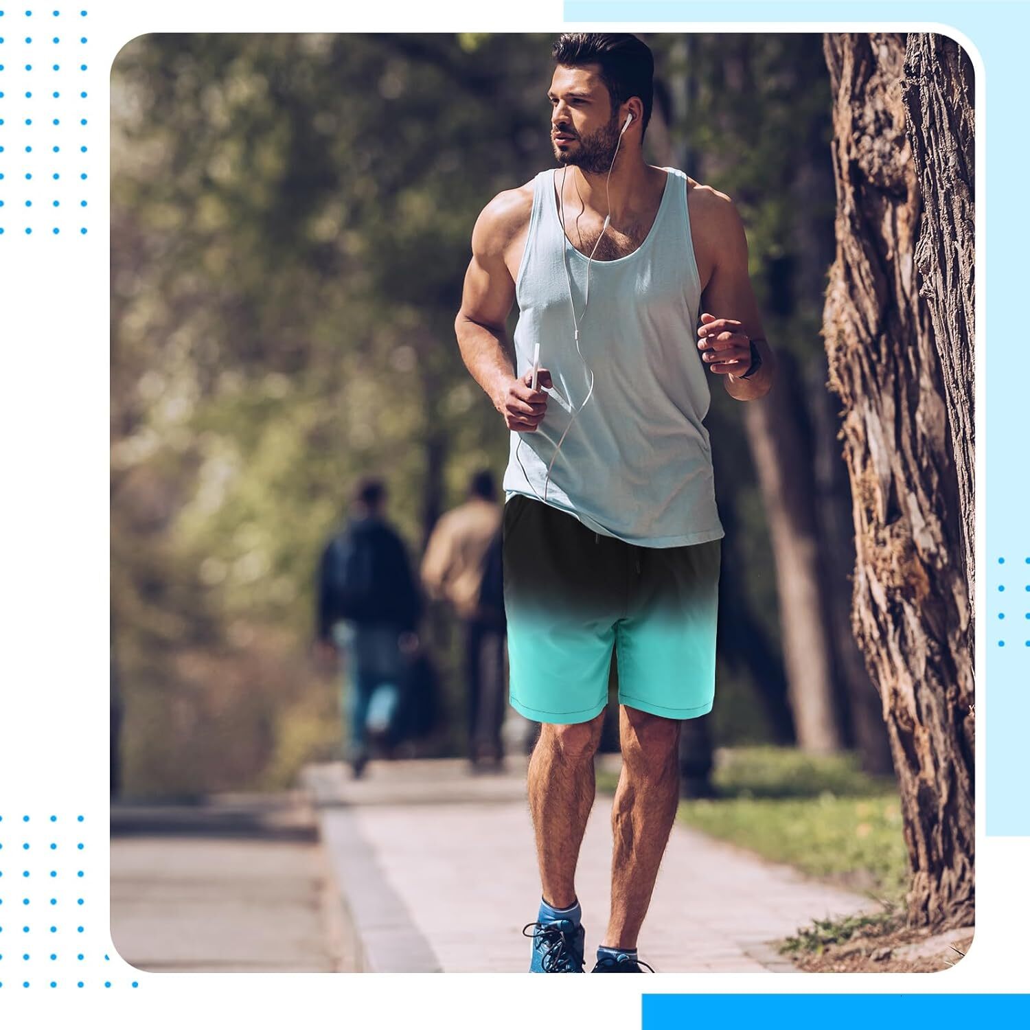 2 Pack 7 Inch Mens Trunks with Compression Liner and Phone Pockets Swim Shorts Gym Training Athletic Jogger