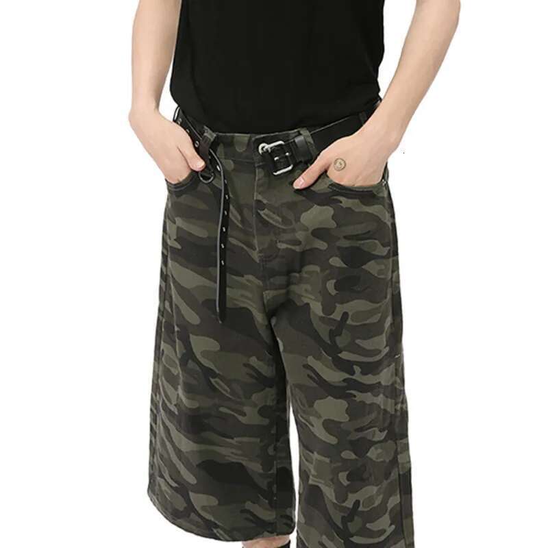 IEFB American Style Men's Shorts Camouflage Calf-Length Pants Straight Wide Leg Male Short Jeans Summer Fashion Bottom 9C7600