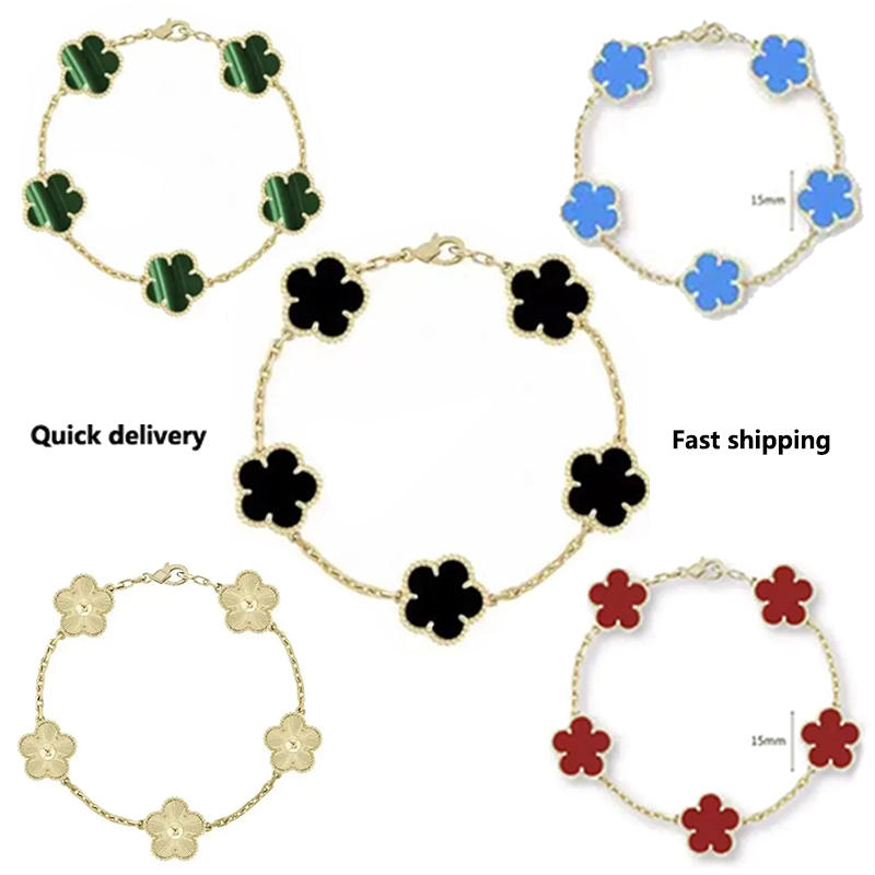 Four leaf clover bracelet charm designer bracelets for women gold bracelet luxury jewelry mother of pearl moissanite black red bracelet designer fast shipping