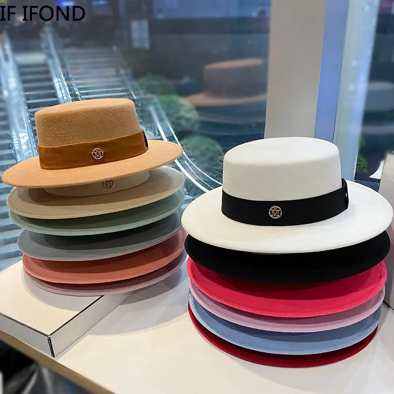 Fedora Hats for Women Fashion Elegant Bowler Dress Caps Panama Church Wedding Ribbon Band Hat Men Felt Jazz Hat 250521