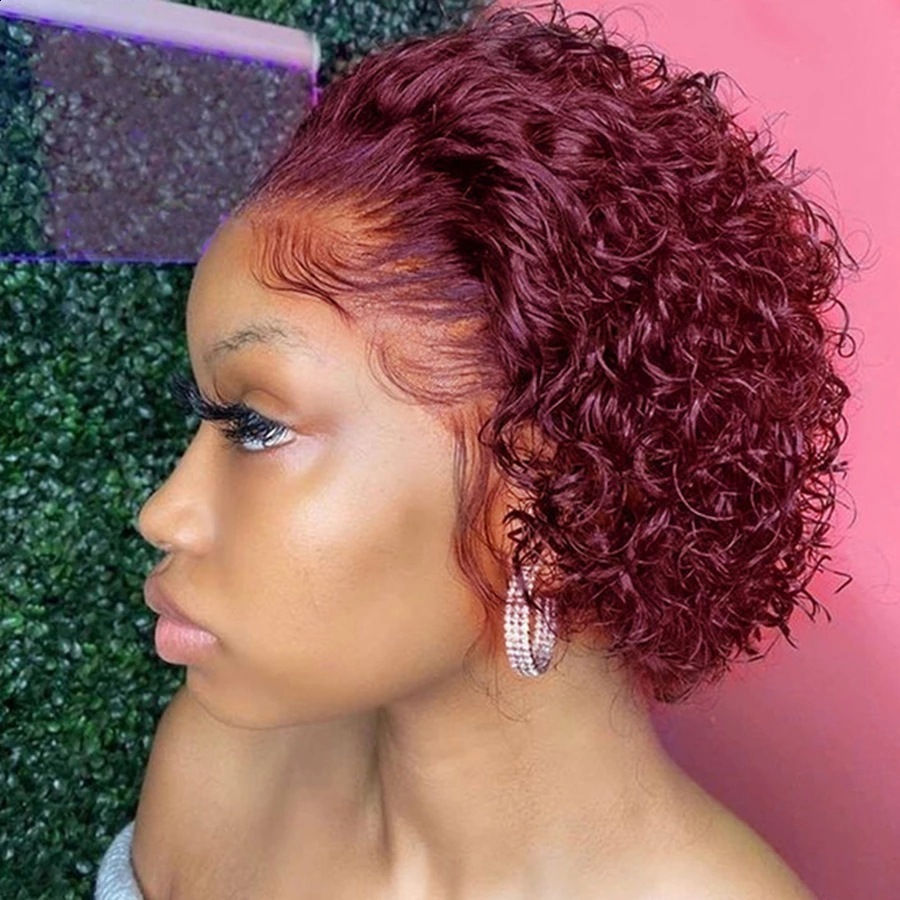 Short Bob Wig Pixie Cut Wig Curly Human Hair Wigs For Women 13x1 Lace Front Wigs Peruvian Deep Wave Lace Wig Preplucked Hairline 240812