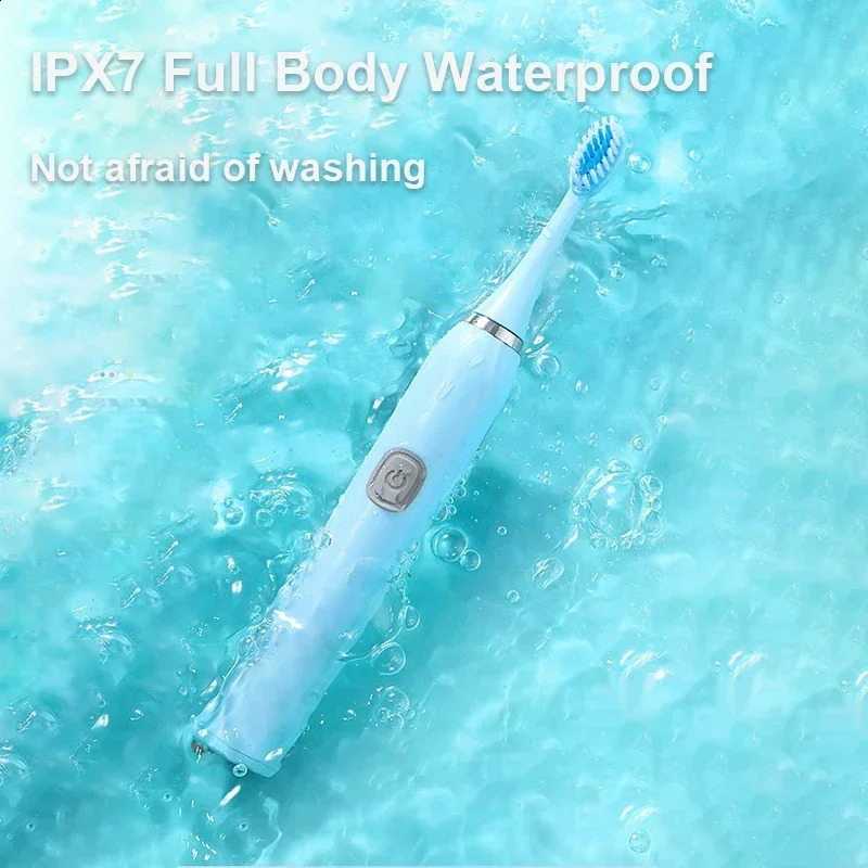 Adult Sonic Electric Toothbrush DuPont Soft Bristles IPX7 Waterproof Ultrasonic Technology Large Button Vibration for Oral Care 250516
