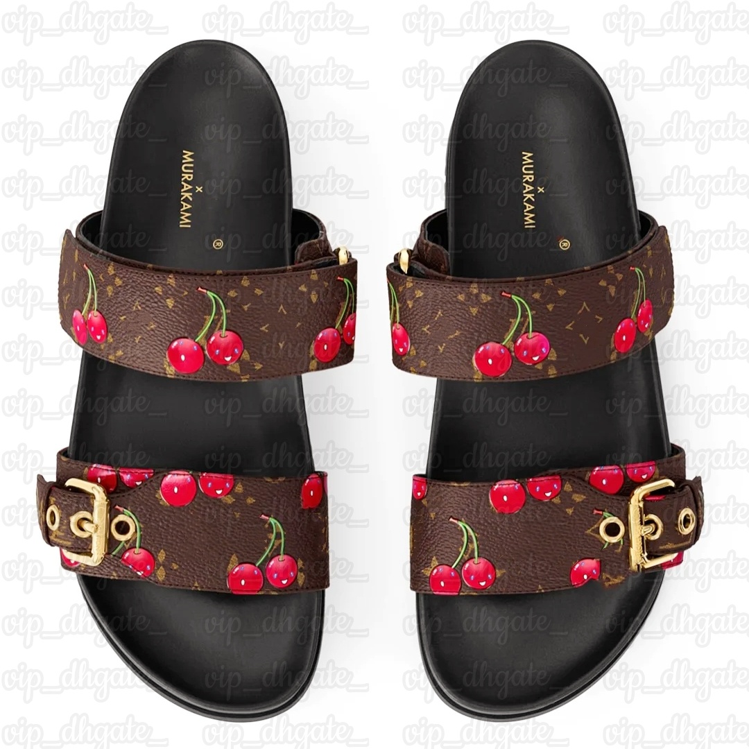 Woman Red Pink Denim shoe cherry blossom murakami Sandale Designer slipper Luxury Sliders sunset Comfort Sandal Men Flat Mule Bom dia Beach leather pool pillow slide