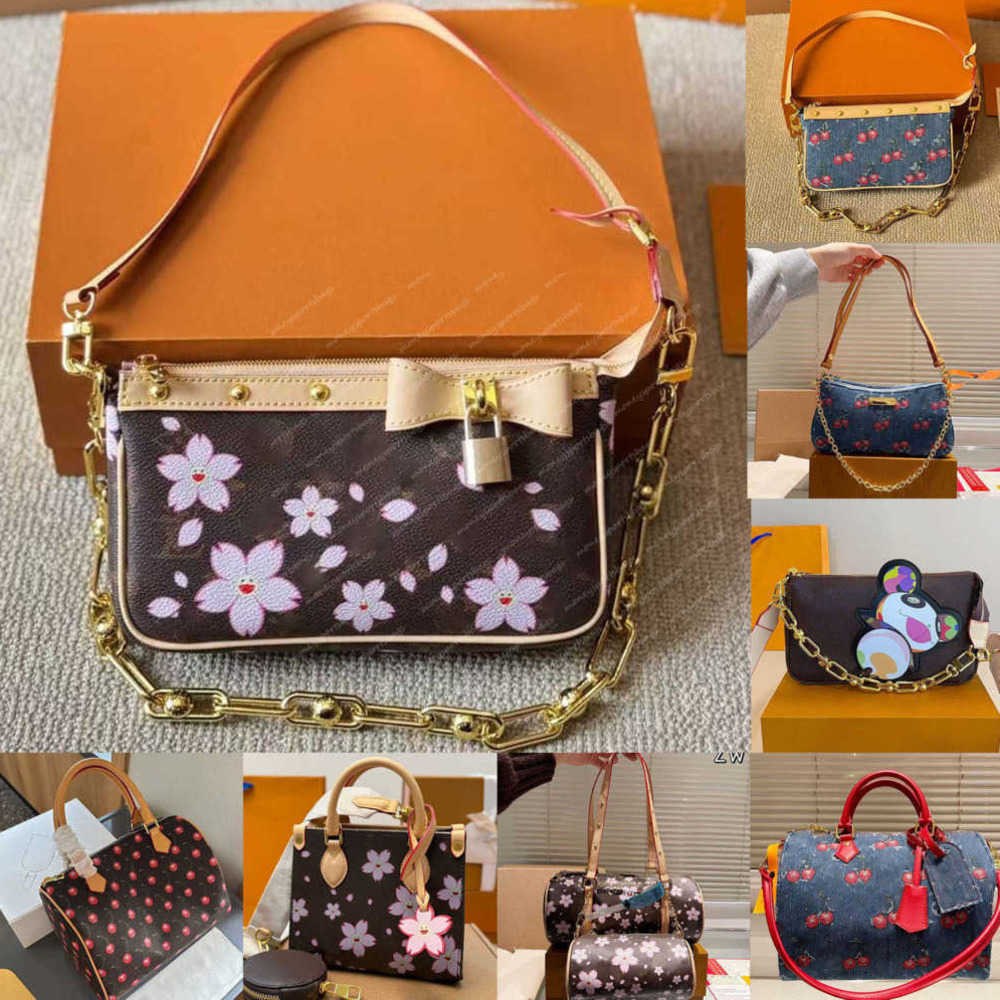Shoulder Bags cherry blossom bag designer tote bags small cherry boston bags leather crossbody shoulder Bag luxury brown women Handbag fashion purse