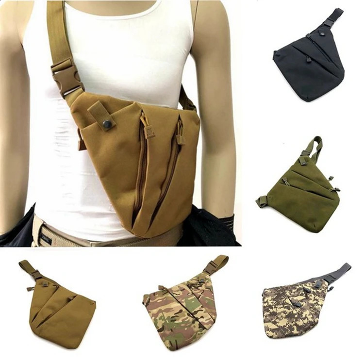 Multifunctional Tactical Concealed Gun Storage Bag Mens Shoulder Chest Bag Pistol Hunting Holster Travel Business Fino Bags 250516