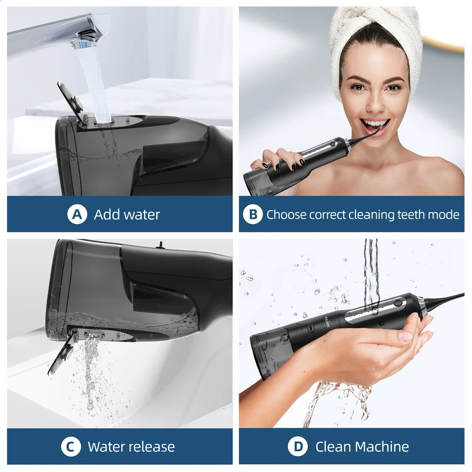 SEJOY Water Flosser for Teeth Irrigator Teeth Whitening Tool Portable Water Pick Personal Care Appliances Dental Teeth Cleaner 250520