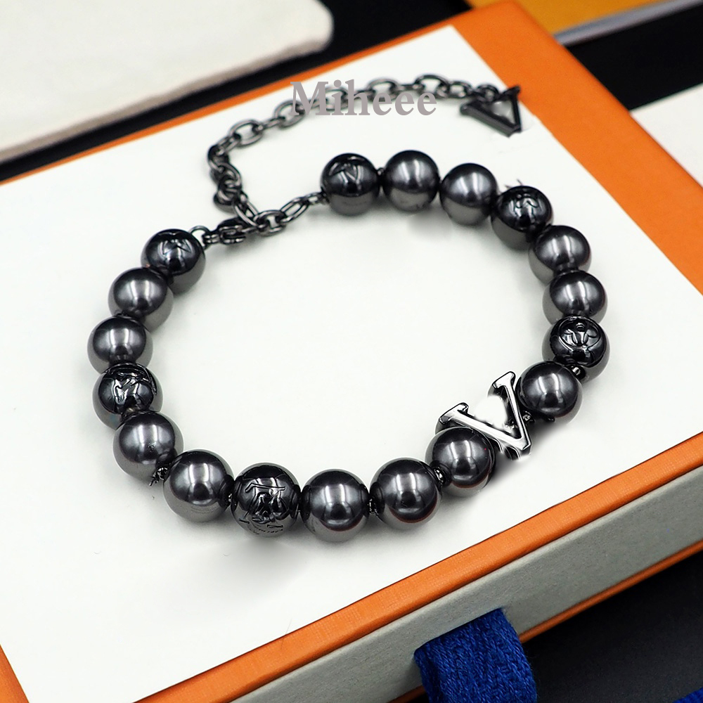 Luxury Jewelry Bracelet Designer Presbyopia Bracelets Fashion Cuban Chain For Men Women High quality Brown Old Flower Letter Elegant Beads Bangle With Box DH97