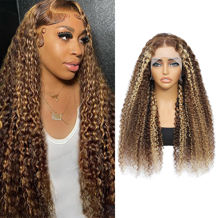 18-30 inches 13x6 4/27 # lace front wig for human hair | women's curly human hair with free stitching and natural hairline