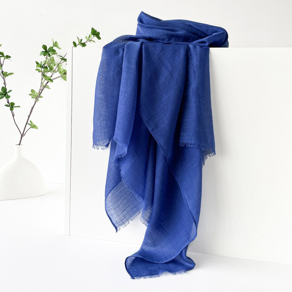 K783 Carefully selected summer cotton and linen scarf pure color simple sunscreen shawl cross-border female high-grade silk scarf gauze scarf headscar