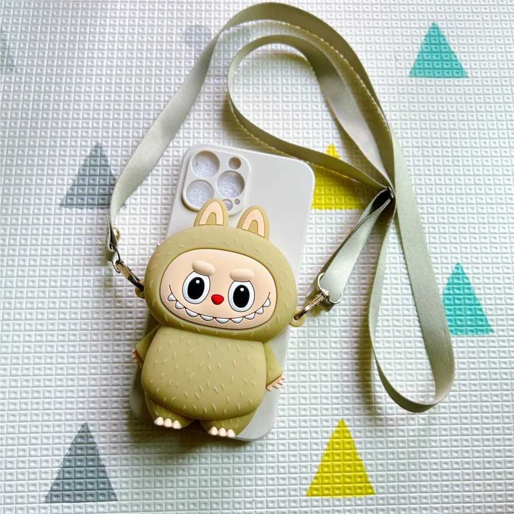3D Labubu Silicone Wallet Phone Case For Galaxy A12 A22 A32 A42 A52s A72 A71 A51 A31 A21s A11 With Lanyard Cartoon Cover Z250521
