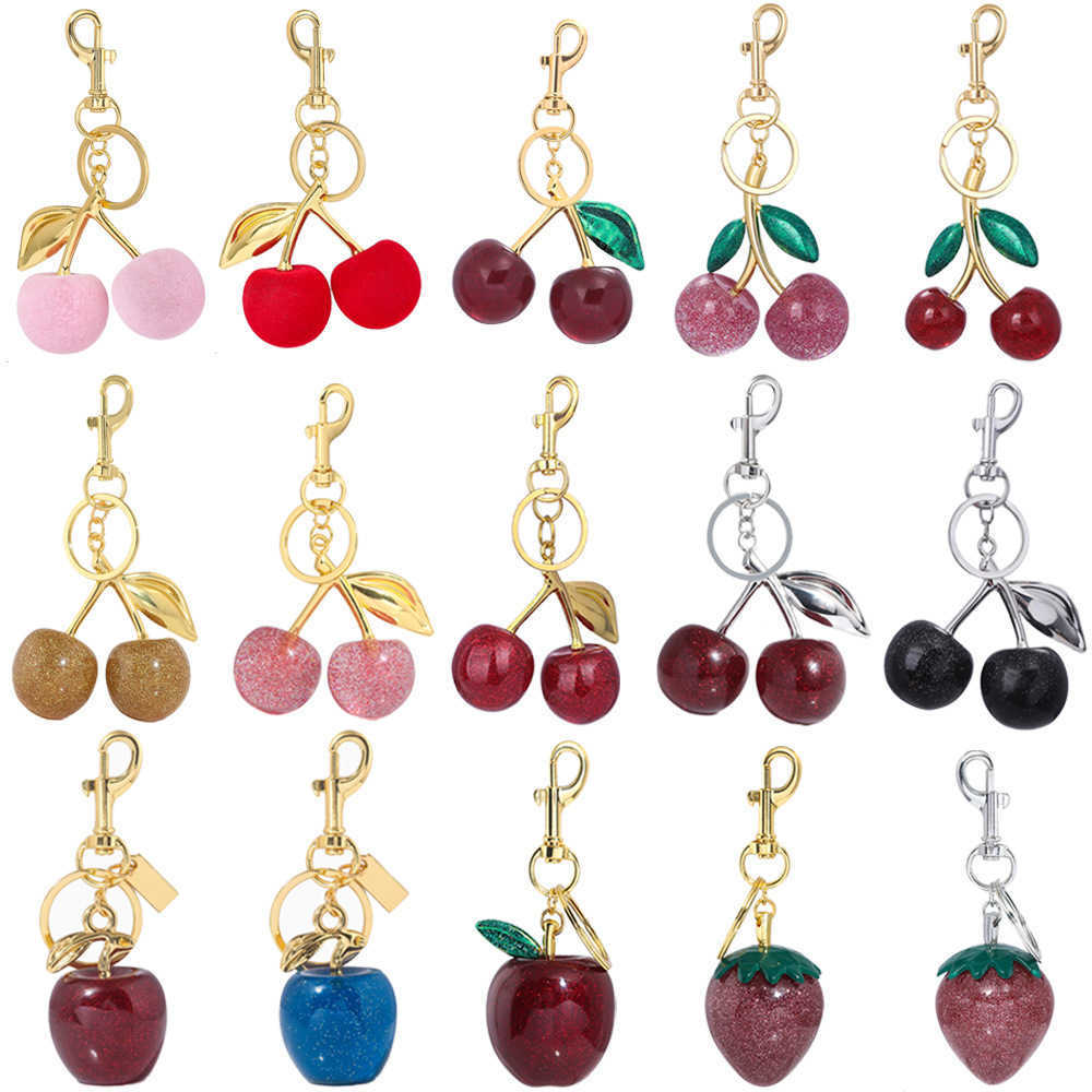 Cherry keychain, fruit pendant, shoulder bag, backpack decoration, Japanese and Korean internet celebrity style, women's gift