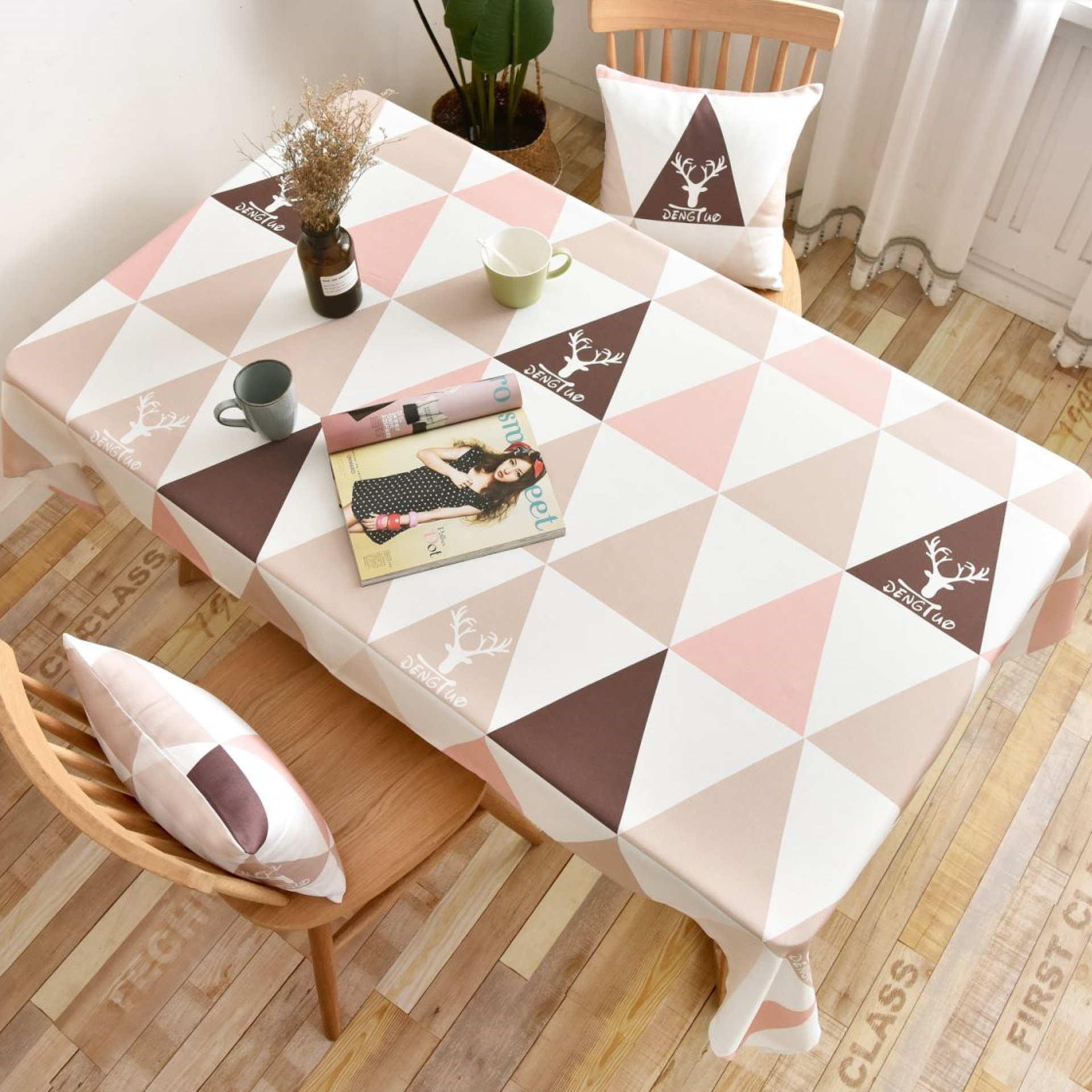 A711 tablecloth Nordic ins style oil-proof and waterproof tablecloth washable rectangular small fresh coffee table round table tablecloth
