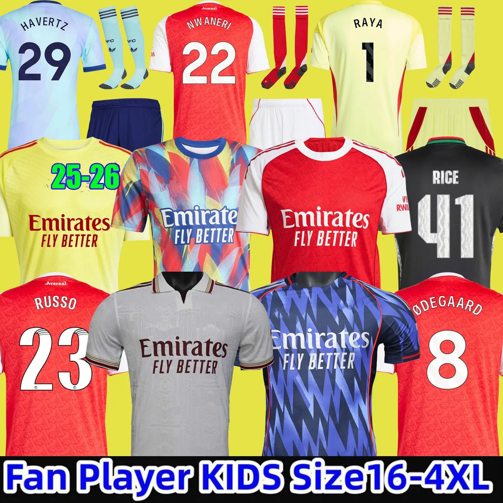 25 26 CALAFIORI soccer jerseys RICE SAKA STERLING Fans Player J.TIMBER MARTINELLI RUSSO 2025 2026 football shirt Men Kids ODEGAARD SAMBI FABIO VIEIRA SALIBA HAVERTZ