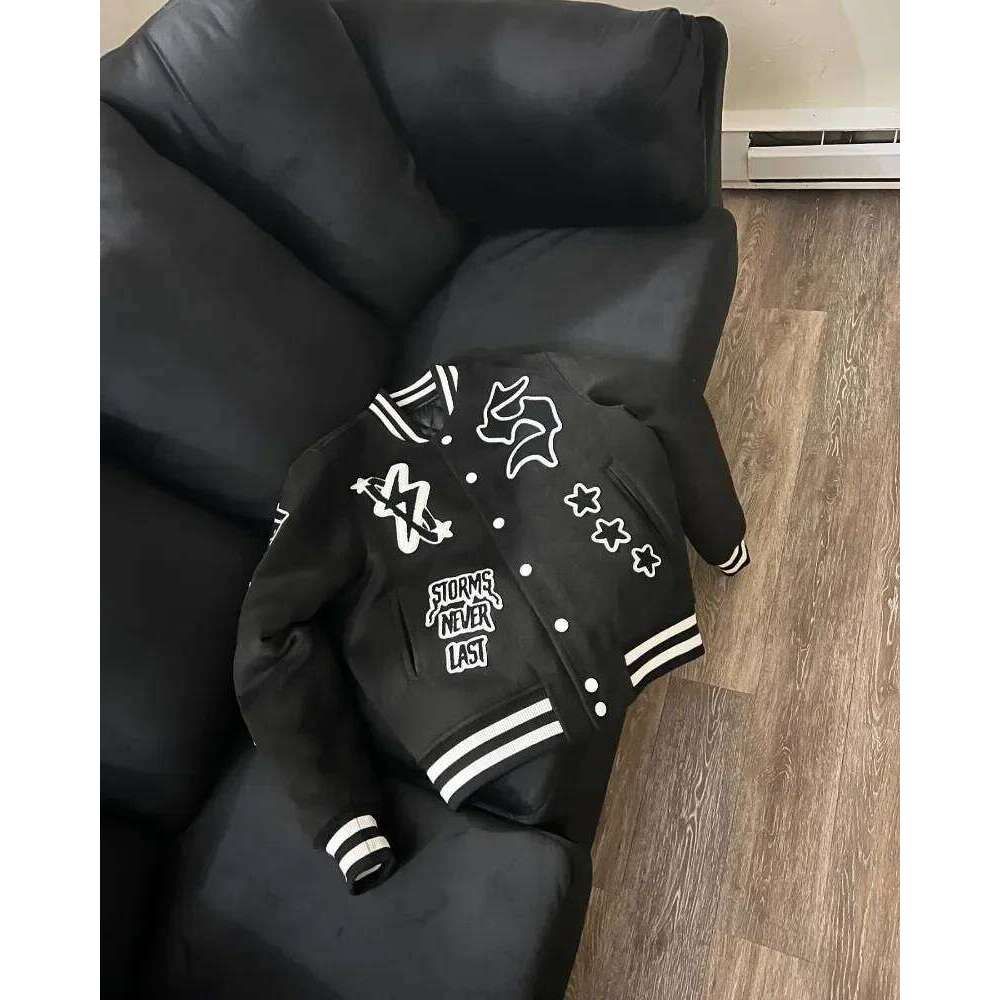 Retro Gothic Alphabet Embroidery Oversized Motorcycle Baseball Uniform Men's Y2K New Trend Haruku Hip-Hop Joker Jacket