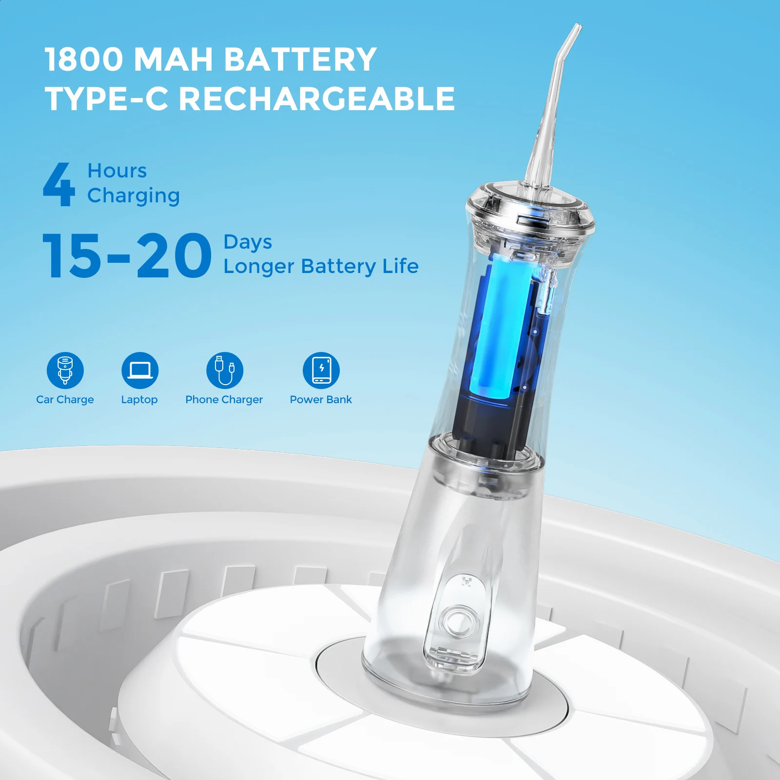 Sejoy Dental Water Flosser Portable Oral Irrigator USB Rechargeable 5 Modes 350ml Teeth Cleaner Toothbrush Oral Hygiene Clean 250520