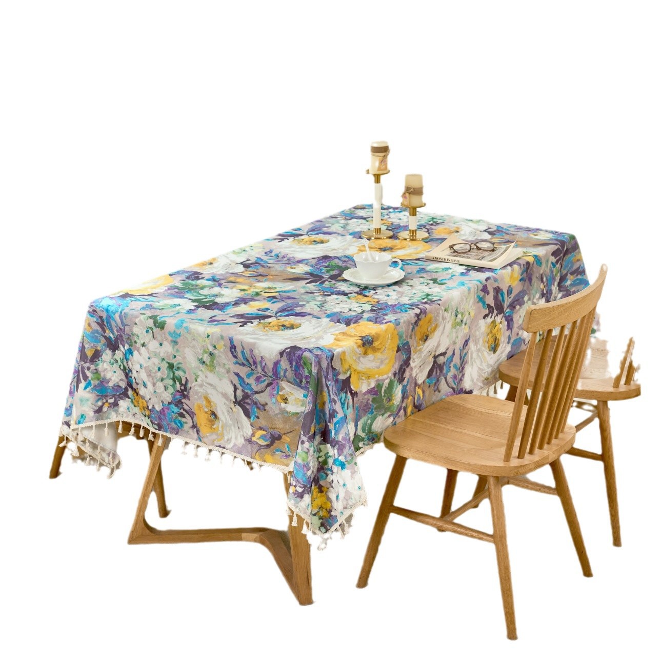 B384 Nordic tablecloth fabric imitation digital waterproof and oil-proof washable rectangular coffee table table mat tablecloth desk net red