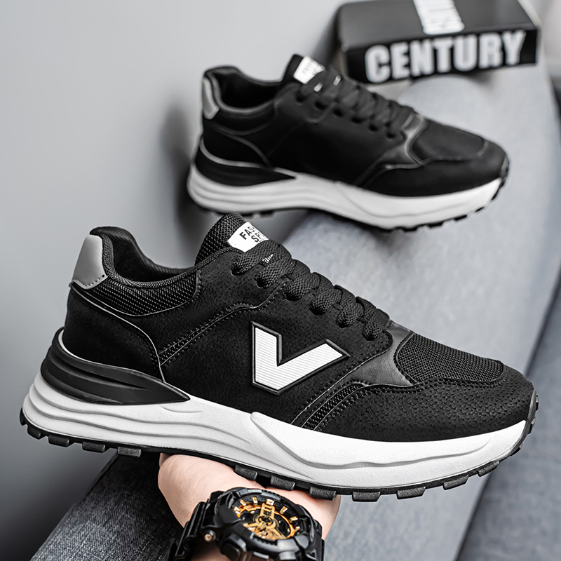 2025 New Design Fashion Thick-bottomed Height Increase Versatile Shoes Men Comfortable Low Top Running Shoes Casual Sports Sneakers Black Blue Free Sh