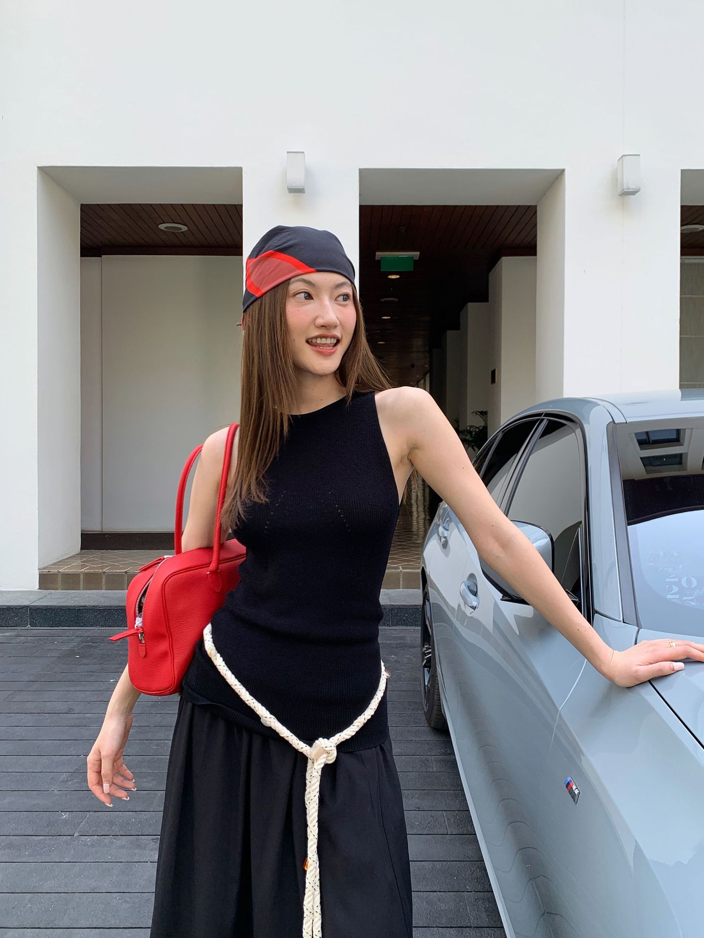 DR201 Imitation Linen Hollow Design Knitted Vest Women's Dopamine Girl Sleeveless Slim Short Top