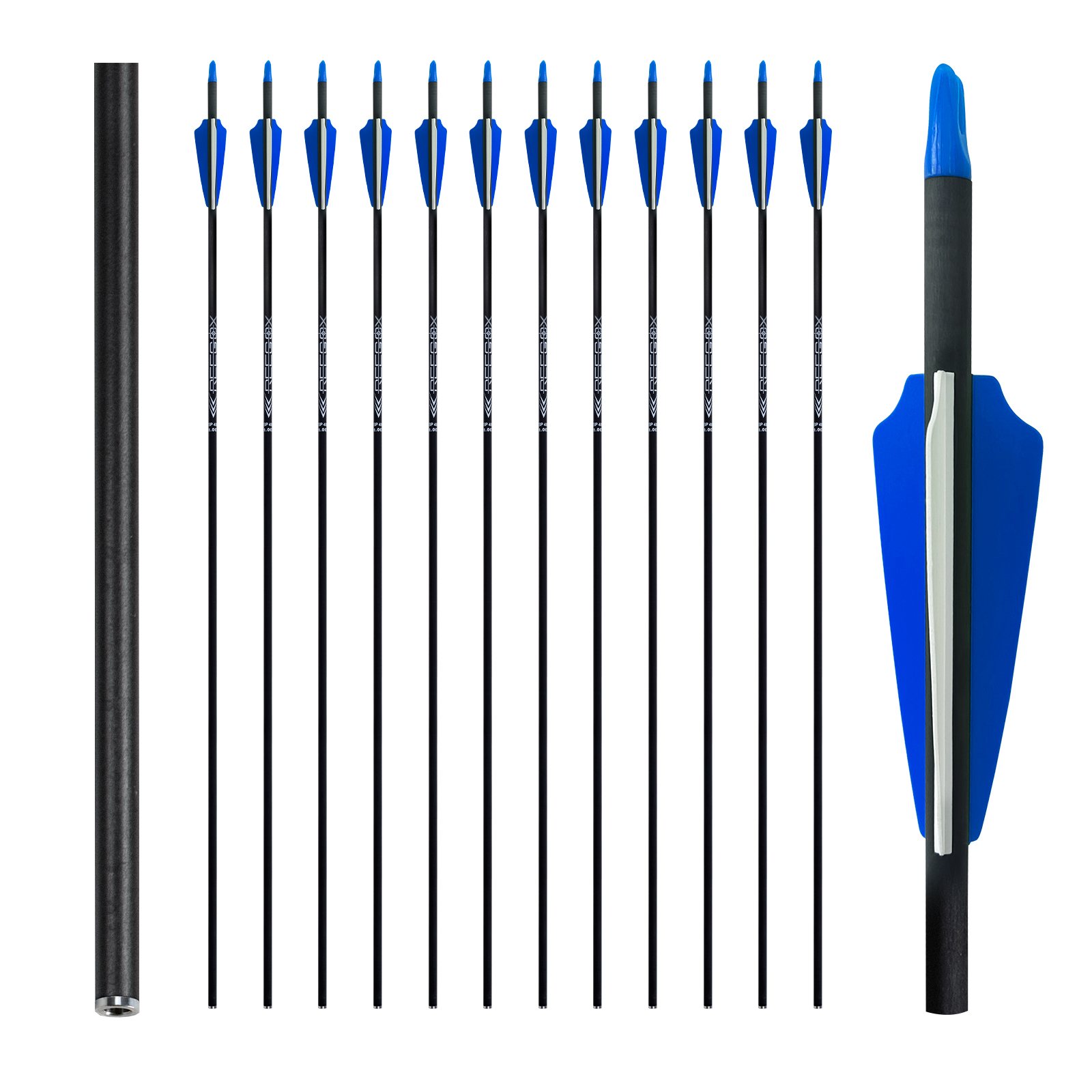 Without Arrowheads Archery Targeting Arrows 31inch Spine250-600 Training Arrows 6.2mm Carbon Hunting Arrows Practice Arrows for Recurve Bow & Compound