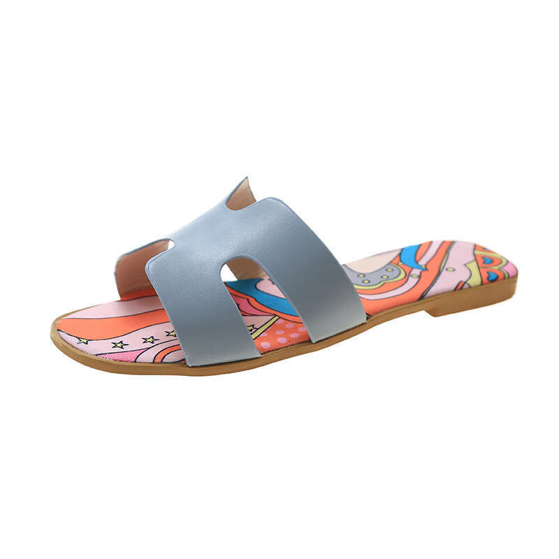 Summer Outdoor Vacation Beach Sandals 2025 Fashion Printed Wear Resistant Leisure Travel Designer Sandals Flat Flat Comfortable Sweet Slippers