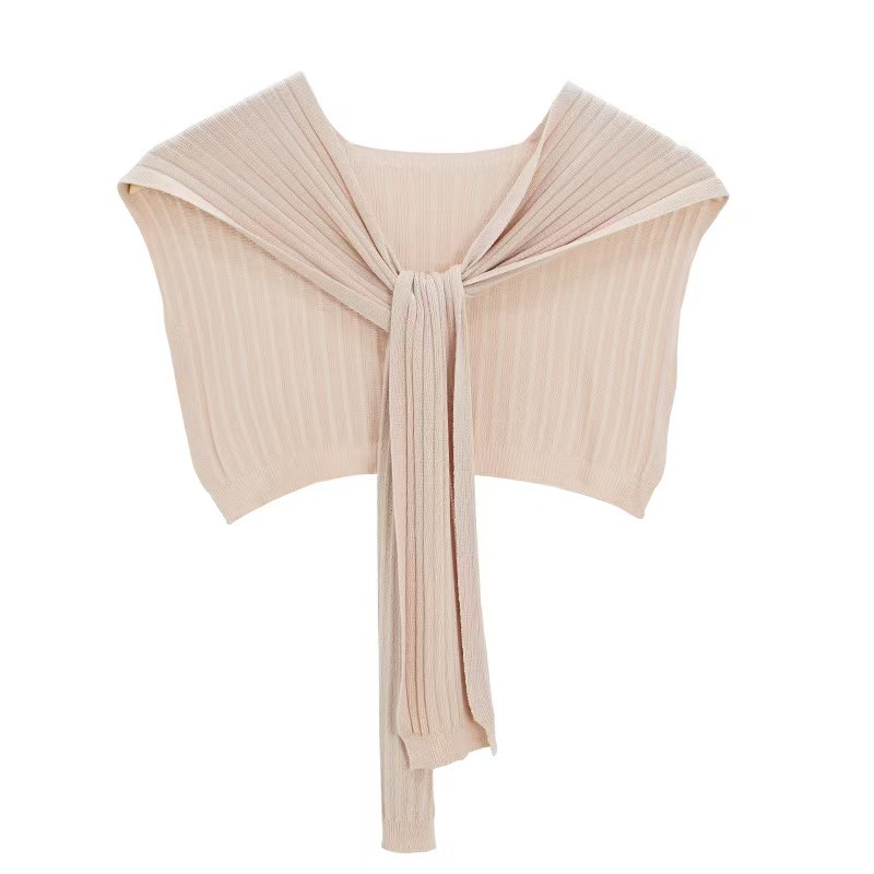 K786 Korean version of solid color striped ice silk shawl female thin style net celebrity matching air-conditioned room office false collar sunscreen 