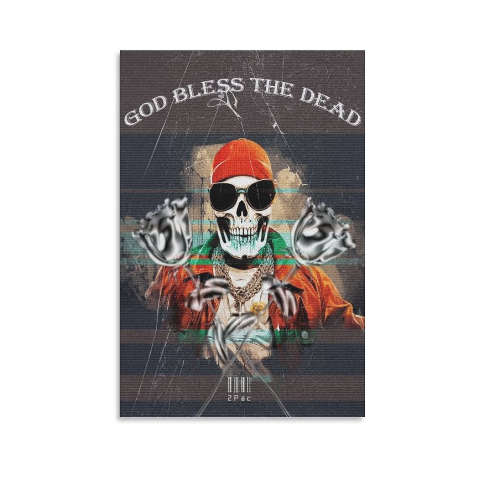 Painting Skull Music Poster Rapper Hiphop Singer Halloween Unframe-style Canvas Prints Wall Painting Wall Art Decor Print Picture